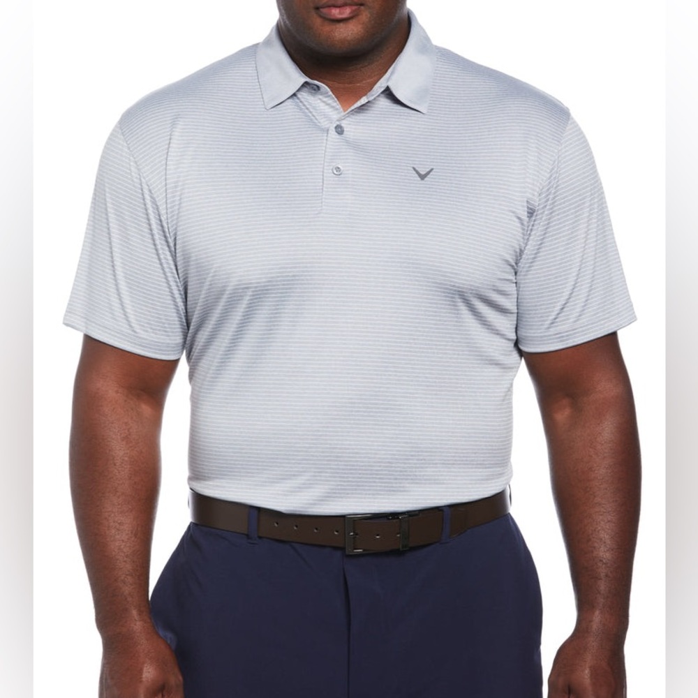 Callaway Light Gray Striped Men's Golf Polo